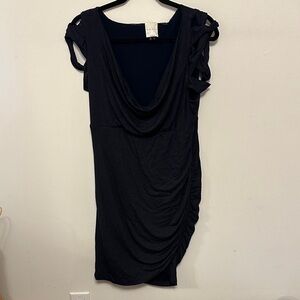 Nicole Miller Dark blue Bodycon dress with latticed shoulder detail